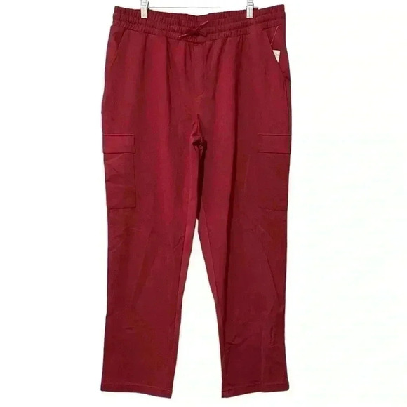 Mondetta Cargo Pocket Straight Leg Pant XL Tibetan Red Comfy Relaxed Pull On NWT - Picture 1 of 9